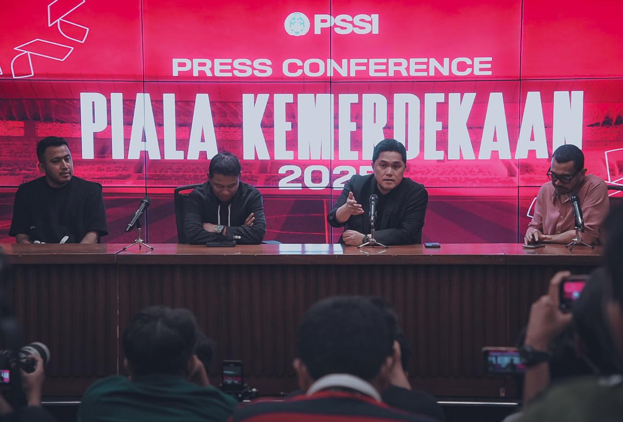 Konferensi Pers Piala Kemerdekaan 2025 yang digelar PSSI sebagai persiapan Piala Dunia U-17. (Foto: PSSI)