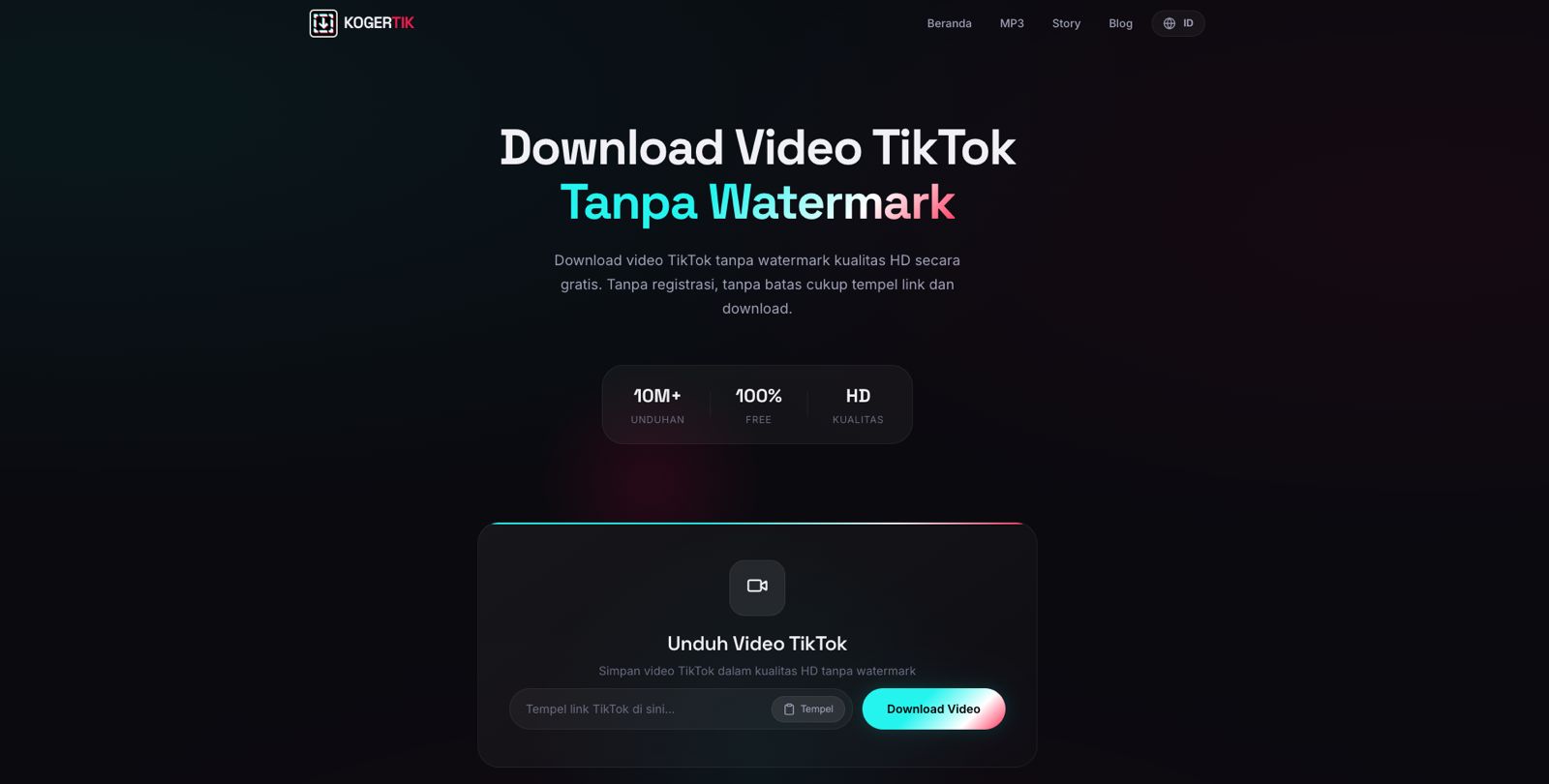 Cara download video TikTok tanpa watermark secara gratis melalui kogertik.com. (Foto: Istimewa)