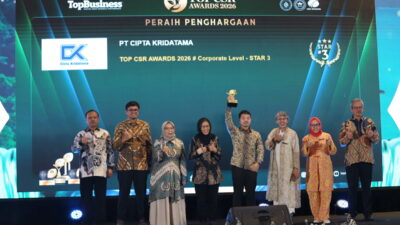 PT Cipta Kridatama meraih Gold Winner kategori Keselamatan Operasi Pertambangan pada Indonesia Mining Services Award (IMSA) 2026. (Foto: Istimewa)