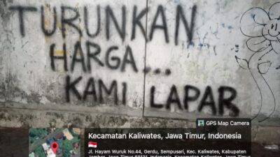 Salah satu grafiti di Jember yang memuat keresahan publik atas perekonomian di Indonesia saat ini. (Foto: Istimewa)